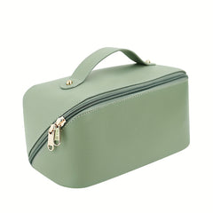 Large Capacity Travel Cosmetic Bag Open Flat Waterproof PU Leather Makeup Bag