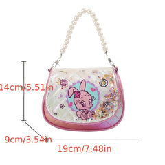 Girls Rabbit Handbag Sequin Underarm Bag Faux Pearl Handle
