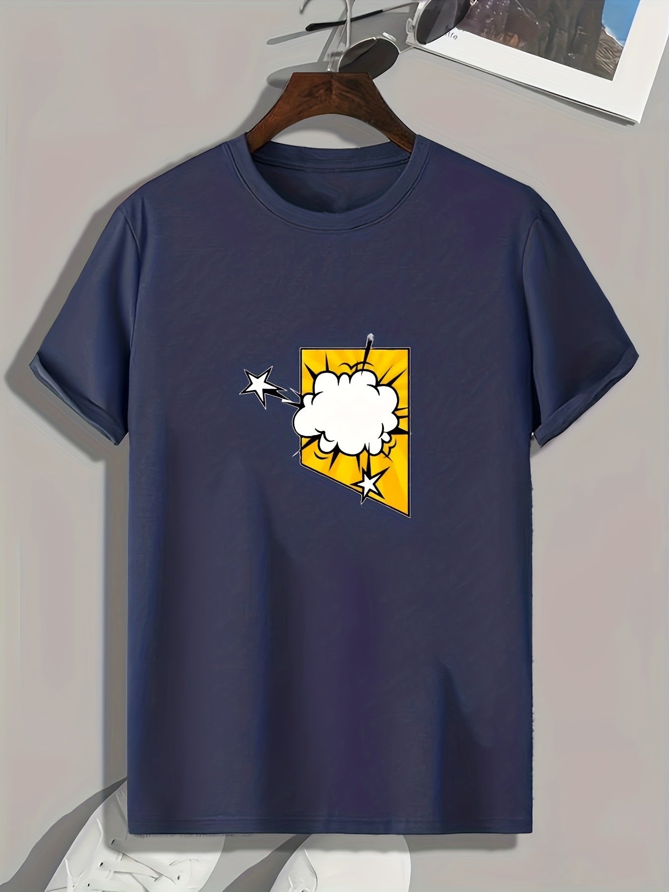 Explosion Pattern Print Men's Comfy Sports T shirt Graphic Tee