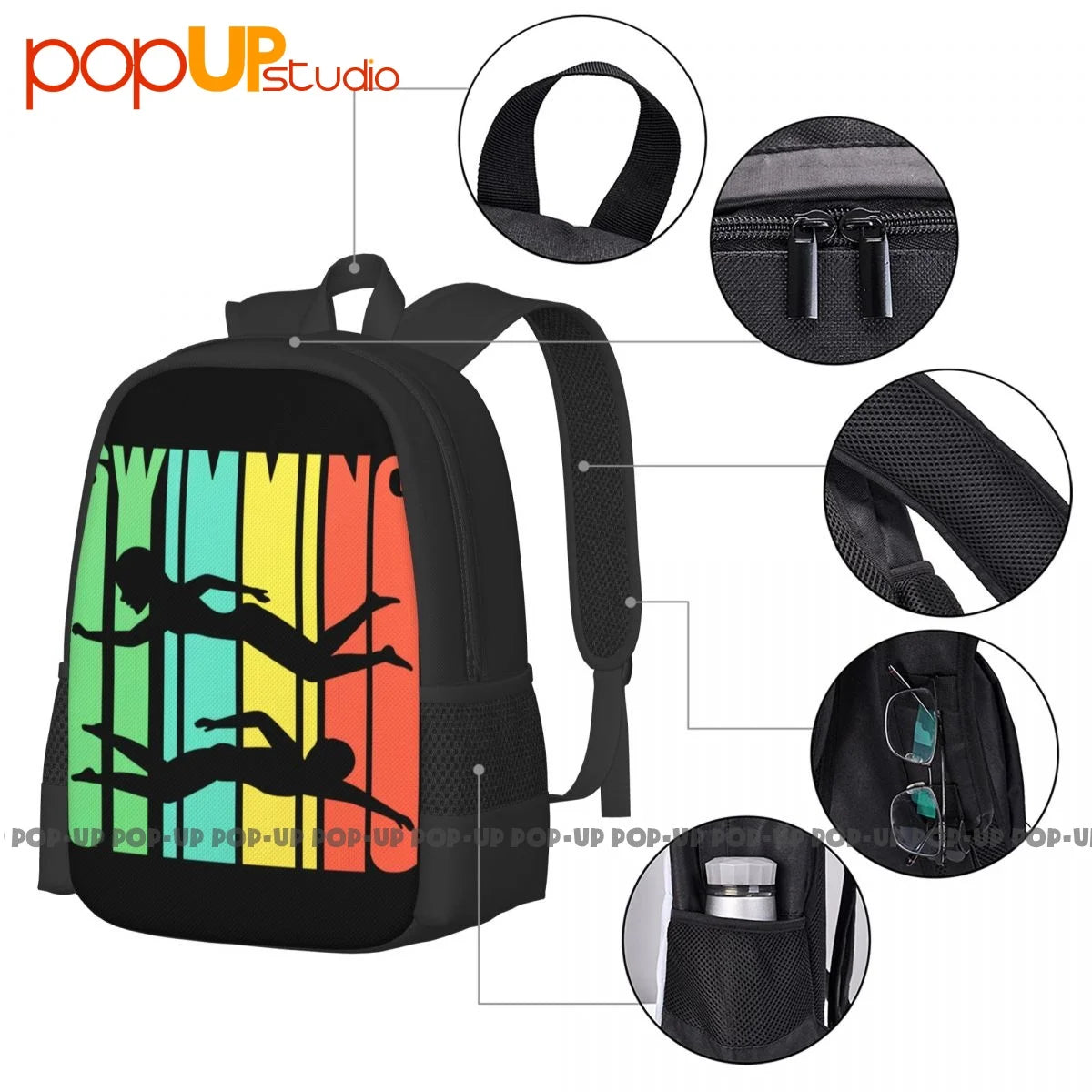 70'S Style Swimmer Backpack Large Capacity Gym Training 3d Printing