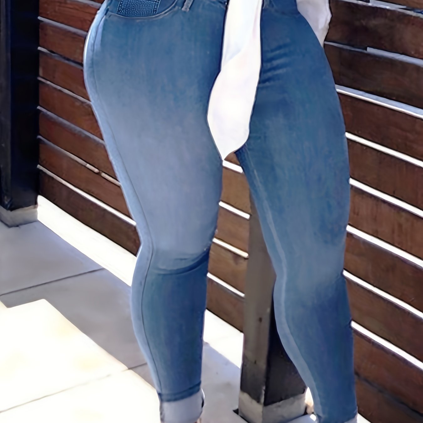  Washed Button Fly Skinny Jeans