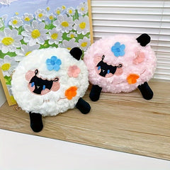Cartoon Lamb Shaped Embroidery Shoulder Bag Soft Plush Storage Bag