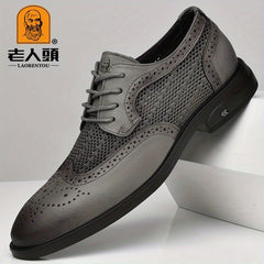 LAORENTOU Men's Brogue Mesh Dress Shoes - Wedding Business Party