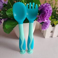 2pcs Baby Spoon Fork Set with Portable Box Heat Sensitive Cutlery
