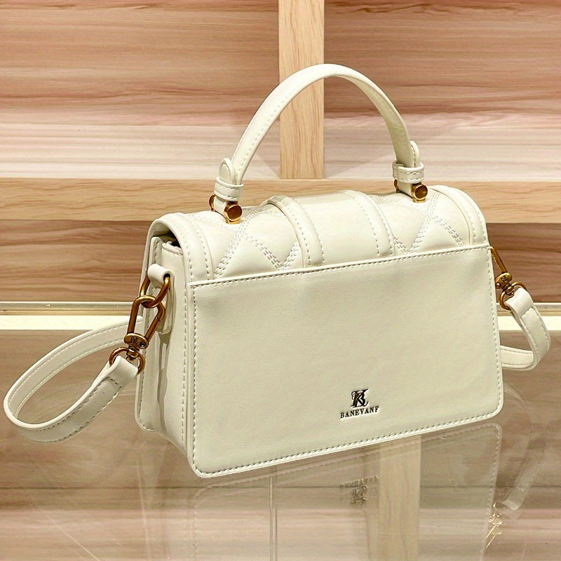 Quilted Shoulder Bag with Magnetic Closure & Detachable Strap