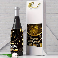 8pcs Wine Bottle Stickers - Year Celebration Adhesive Labels