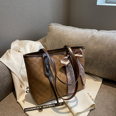 Geometric Pattern Shoulder Bag Large Capacity Tote Bag Scarf Decor Handbag