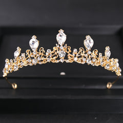 Vintage Gothic Antique Crown Tiara Headband With Rhinestone Crystals