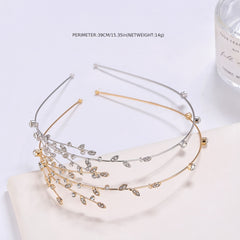 Rhinestone Branch Bridal Headband Silvery Gold Wedding Hairband