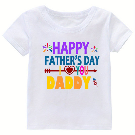 Father's Print Girl's Cotton T shirt Casual Tee For Summer