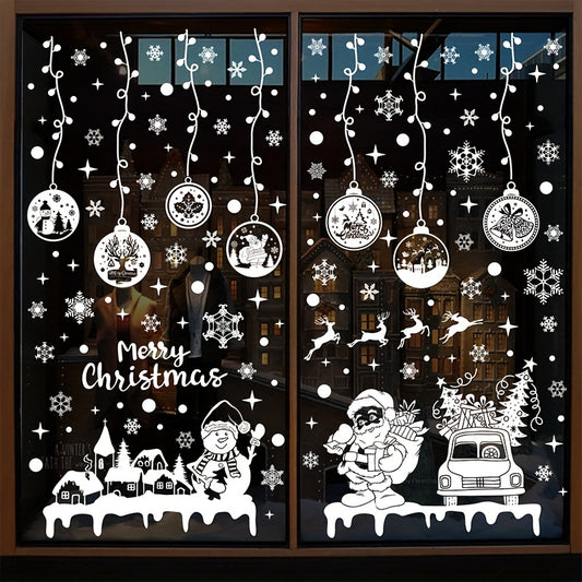 237pcs Christmas Window Stickers Reusable Xmas Window Clings Decals
