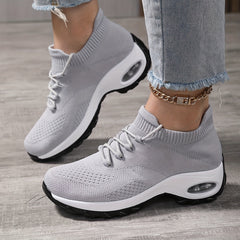 Women's Air Cushion Lace-Up Sneakers - Breathable Athletic Shoes