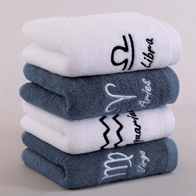 Soft Cotton Face Towel with Constellation Embroidery Pattern