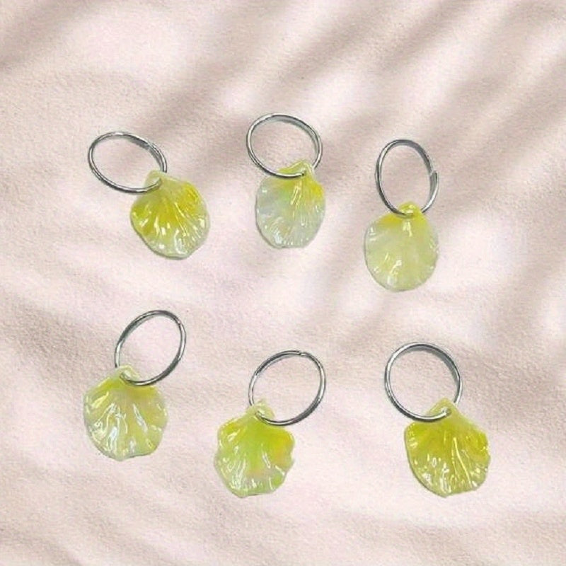6pcs Shell Charm Hair Ring Dreadlock Buckle Hippie Style Hair Accessories