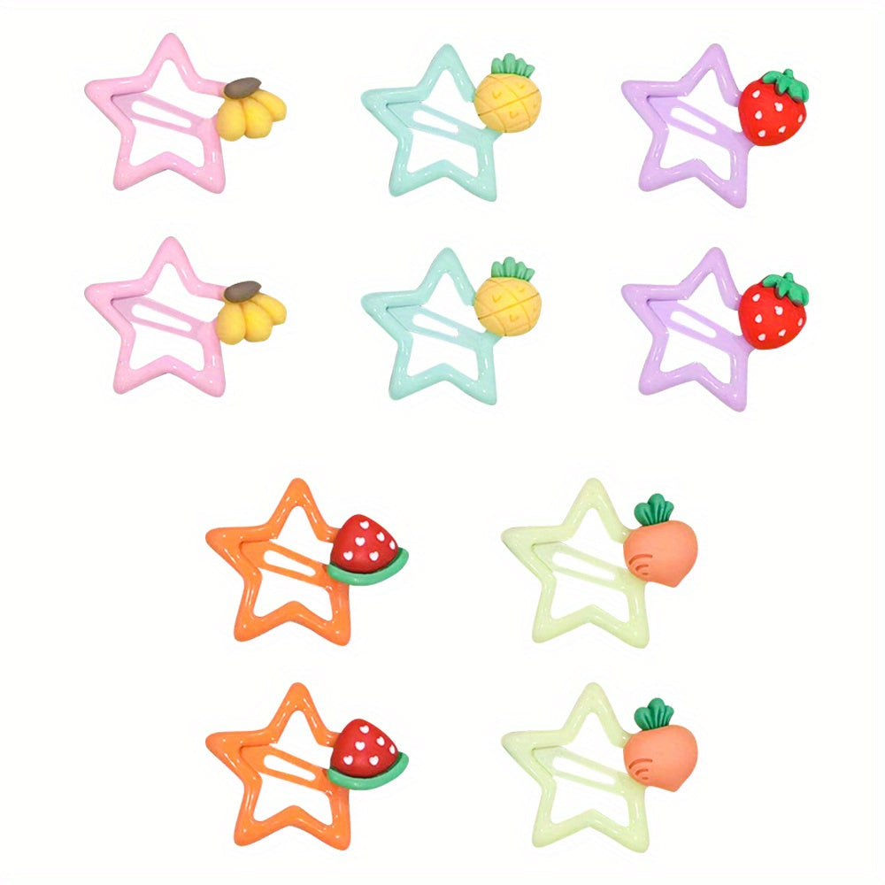 10pcs Colorful Star Hairpins for Girls, Sweet Hair Clips