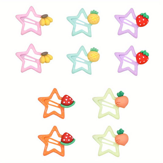 10pcs Colorful Star Hairpins for Girls, Sweet Hair Clips