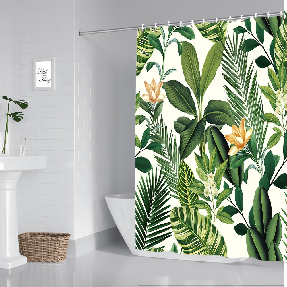 Plant Flower Digital Printed Shower Curtain Waterproof Bathroom Decor