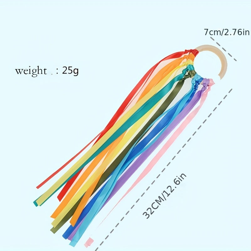 Wooden Ribbon Ring Toy Circle Toy With Bells For Kids