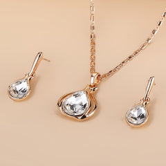 Water Drop Pendant Necklace & Earrings Set for Women/Girls