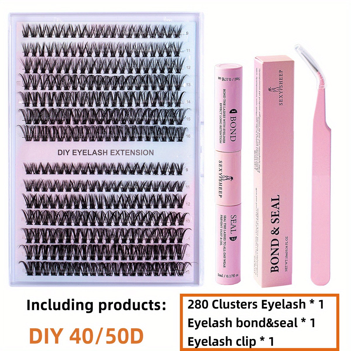 280Pcs DIY Eyelash Extension Set Curling False Eyelash Set 30D 40D 50D 9 16MM