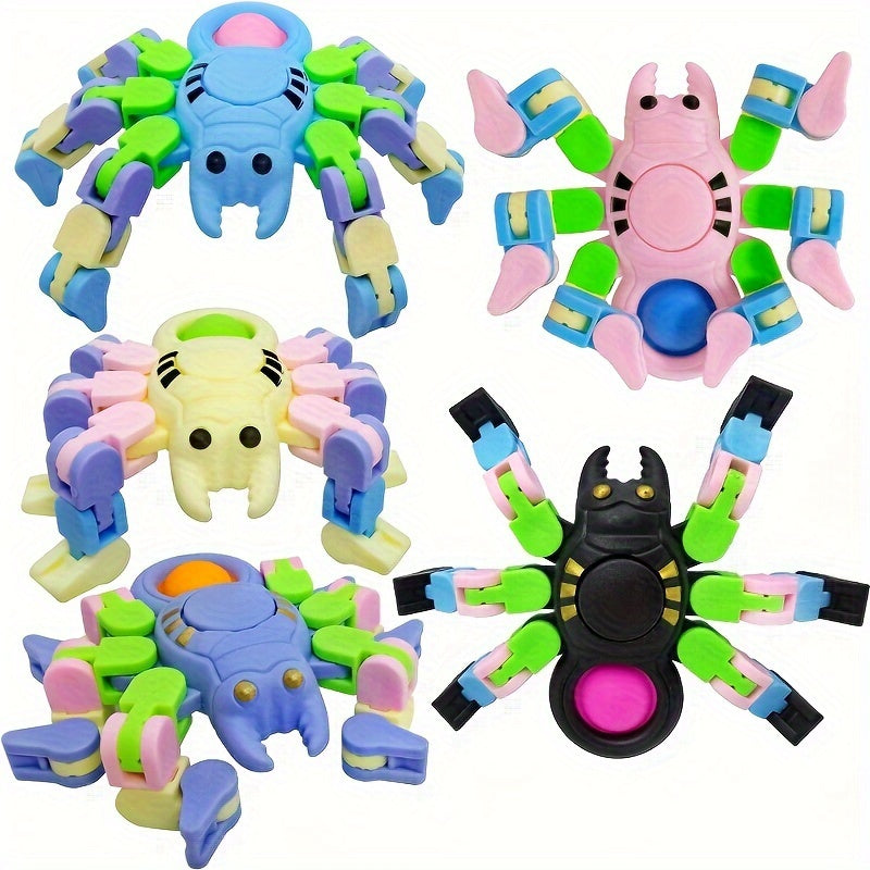 4Pcs Sensory Fidget Toys Transformable Chain Pop Spider DIY Fidget Spinners