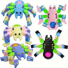 4Pcs Sensory Fidget Toys Transformable Chain Pop Spider DIY Fidget Spinners