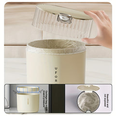 Desktop Trash Can With Lid Waste Bin Home Garbage Basket