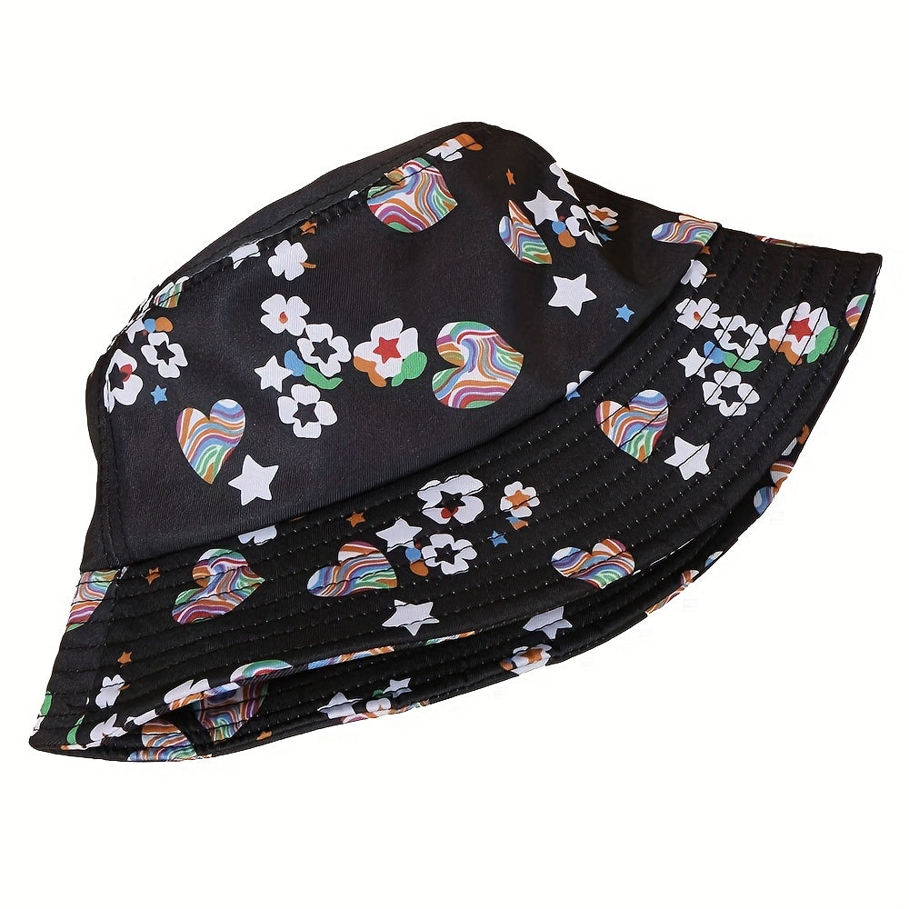 Flower Print Fisherman Hat Wide Brim Bucket Hat For Men