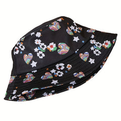 Flower Print Fisherman Hat Wide Brim Bucket Hat For Men