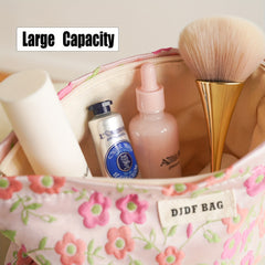 Women's Large Capacity Flowers Cosmetic Bag Portable Canvas Storage Bag