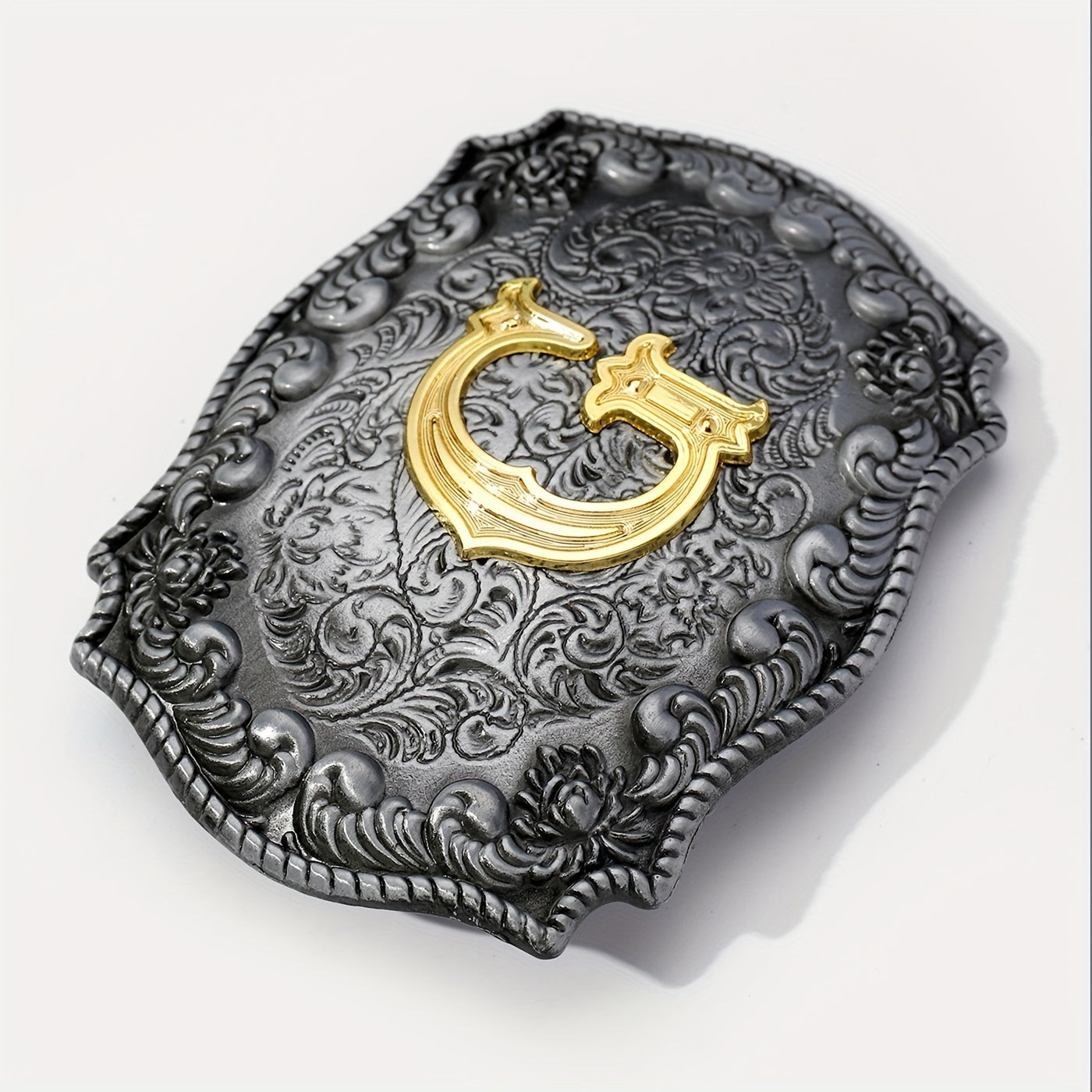 Vintage Flower Engraved Western Belt Buckle