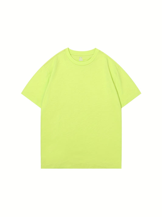 Kids Plain Cotton T Shirt Crew Neck Short Sleeve Top For Summer