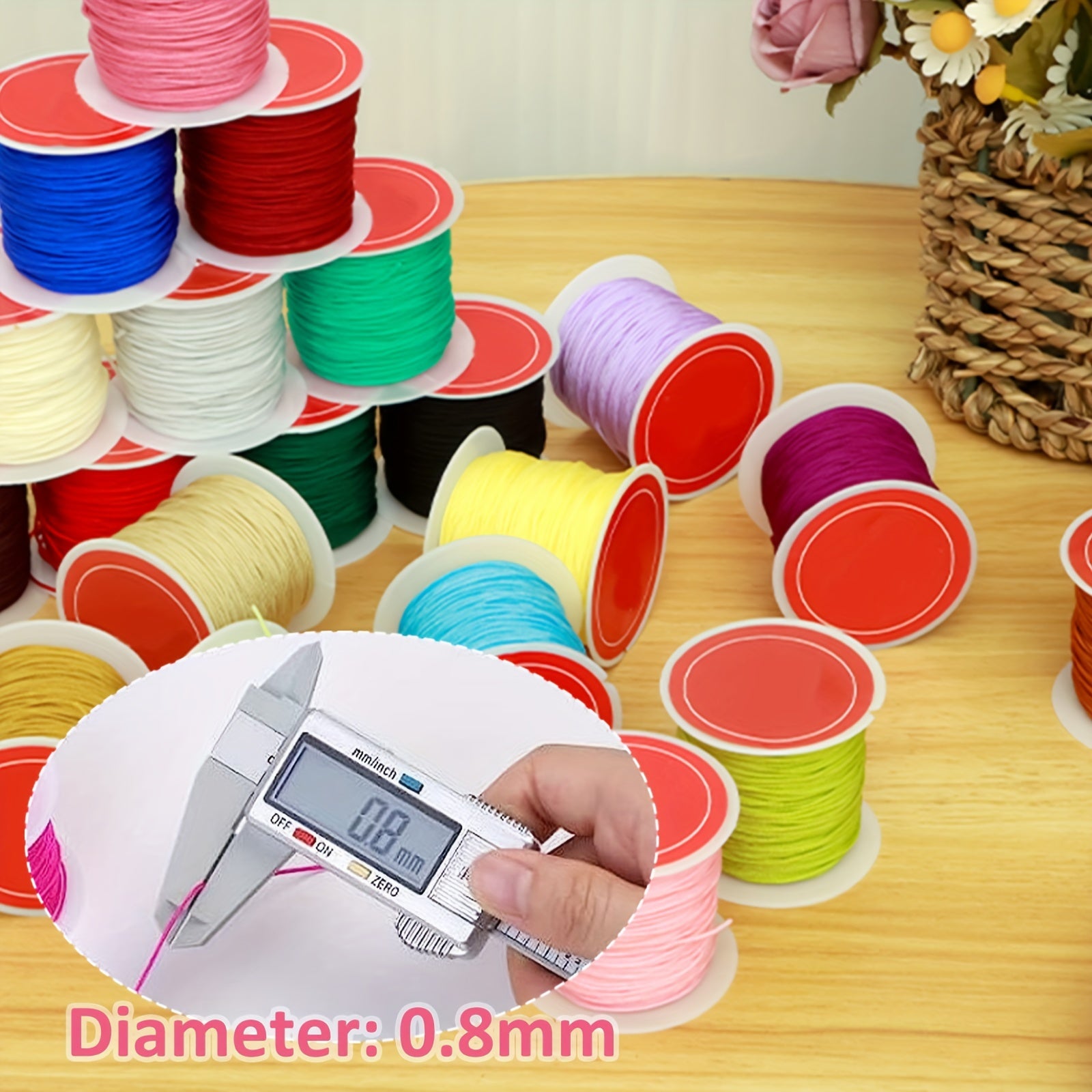 20 Rolls Wax String 0.8mm Bracelet Making 20 Colors Waterproof Anti Fade Cord