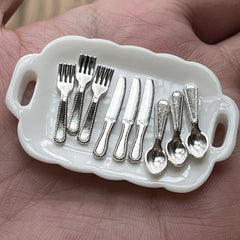 1/12 Dollhouse Cutlery Set Plastic Tableware Utensils Halloween Decoration