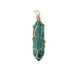 Jade Crystal Hexagonal Column Bullet & Rhombus Pendant