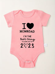 Baby I Love MOM&DAD Romper Short Sleeve Cotton Bodysuit