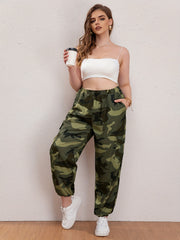 Women's Plus Camo High Rise Jogger Cargo Trousers