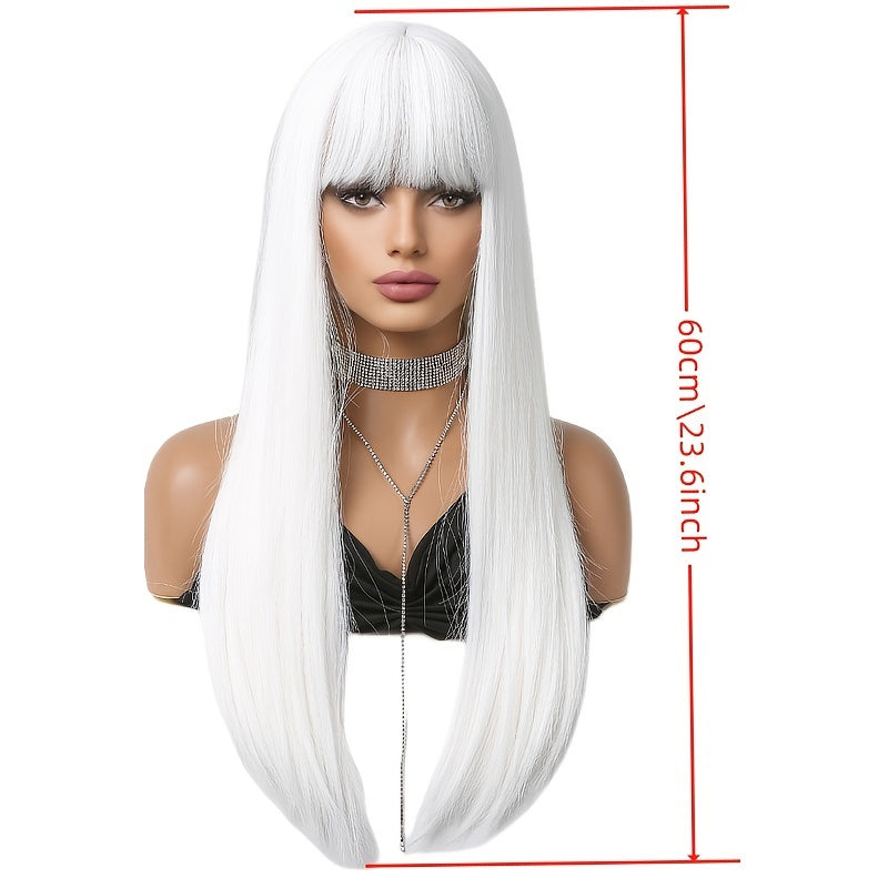 Long Straight Red Orange Synthetic Wig Heat Resistant Daily Use