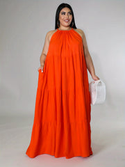  Halter Neck Maxi Smock Dress
