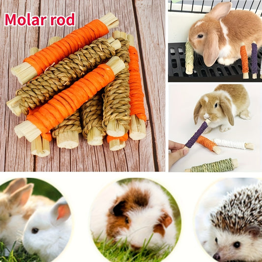 3pcs Rabbit Chew Toys Natural Grass Sweet Bamboo Molar Stick