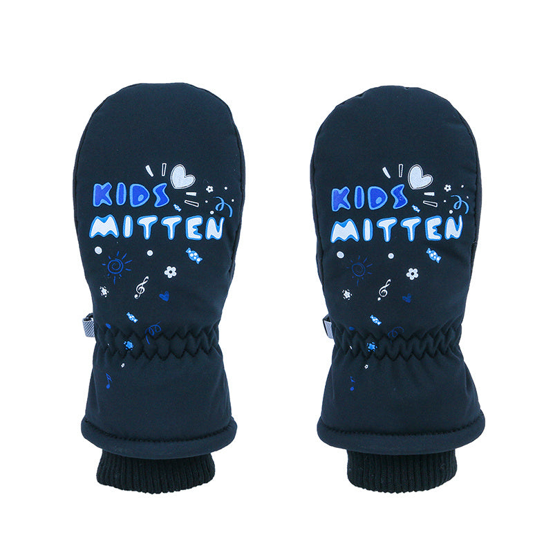 Kids Waterproof Letter Print Ski Gloves Winter Warm Outdoor Snow Riding