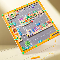 Wooden Magnetic Pen Letter Pairing Parking Maze Game Educational Toy