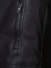 Men's PU Leather Outdoor Jacket Windproof Warm Fleece Coat