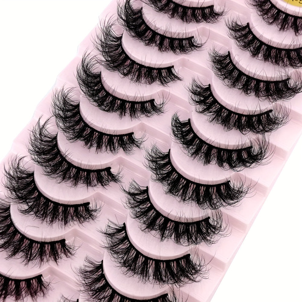 10 Pairs 3D Mink Lashes Cat Eye Curling False Eyelashes