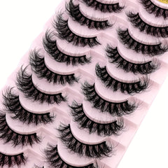 10 Pairs 3D Mink Lashes Cat Eye Curling False Eyelashes