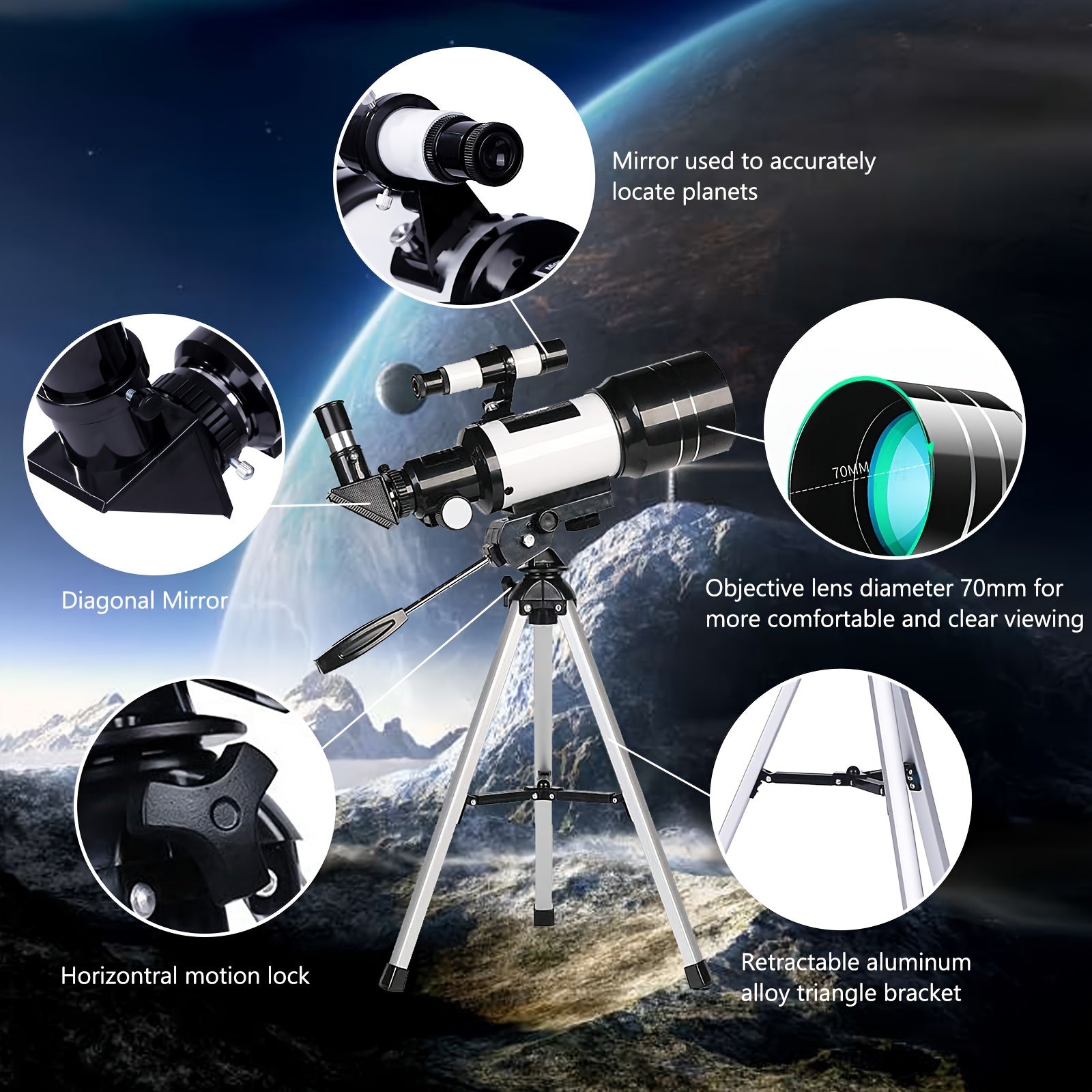 High Def Deep Space Telescope F30070M with Tripod