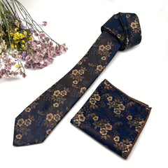 Men's Flowers And Leaves Tie & Pocket Square Set