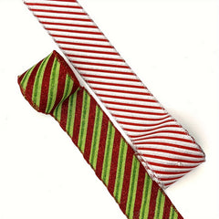1pc 4 57 Meter Christmas Stripe Wired Ribbon Red And Green