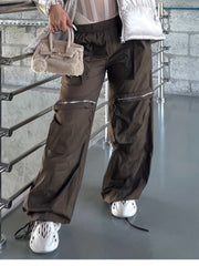Y2K Loose Pocket Zipper Cargo Pants for Women