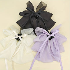 Large Mesh Bow Hair Claw Clip Ribbon Sweet Hair Claw Clip Ponytail Holder